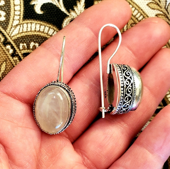 New Rose Quartz 925 Silver Earrings. - Picture 16 of 16